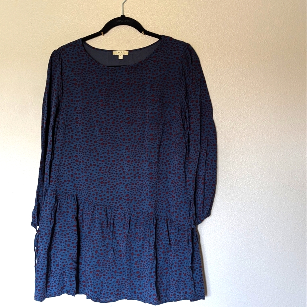 Kori Blue and Red Patterned Dress Size S